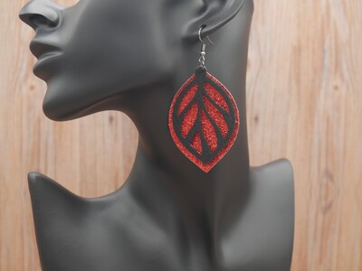 Two Layer Lightweight Faux Leather Dangle Leaf Earrings - image1